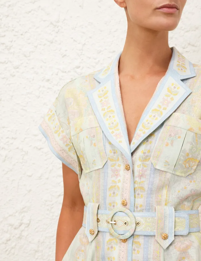 Women Zimmermann Clothing Acacia Mini Shirt Dress Mint Multi