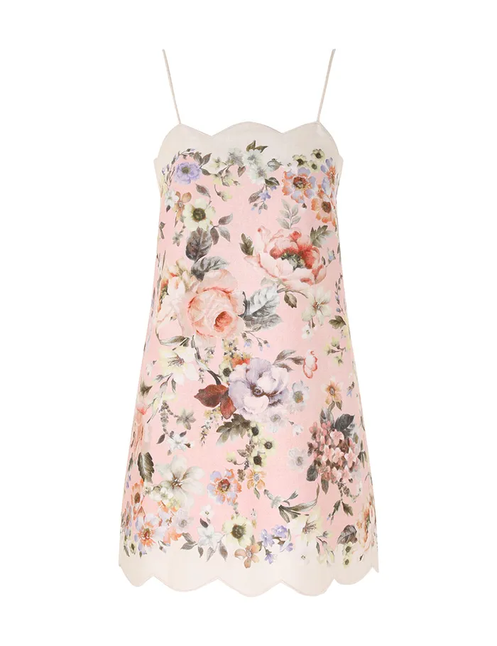 Women Zimmermann Clothing Acacia Scallop Mini Dress Pink Floral