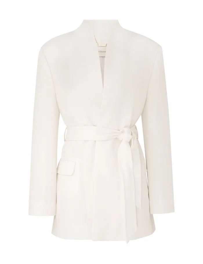 Women Zimmermann Clothing Crush Belted Blazer Milk