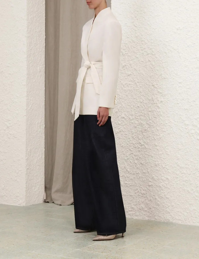 Women Zimmermann Clothing Crush Belted Blazer Milk