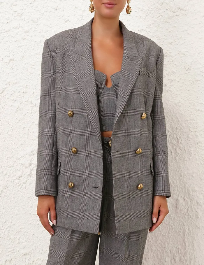 Women Zimmermann Clothing Crush Check Oversized Jacket Check