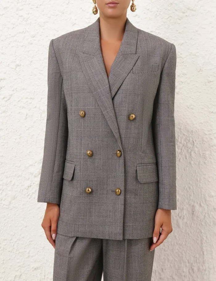 Women Zimmermann Clothing Crush Check Oversized Jacket Check