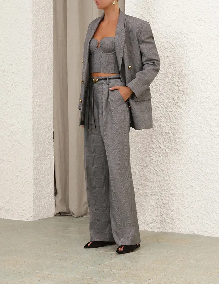 Women Zimmermann Clothing Crush Check Wide Leg Pant Check