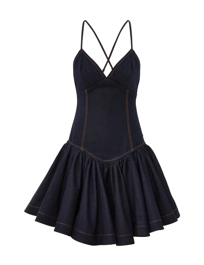 Women Zimmermann Clothing Crush Denim Mini Dress Night Sky