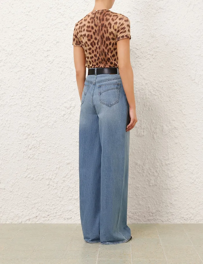 Women Zimmermann Clothing Crush Embellished Tee Dark Leopard