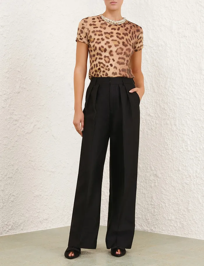 Women Zimmermann Clothing Crush Embellished Tee Dark Leopard