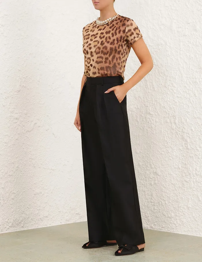 Women Zimmermann Clothing Crush Embellished Tee Dark Leopard
