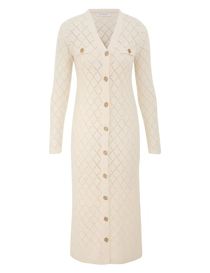 Women Zimmermann Clothing Crush Pointelle Midi Dress Cream