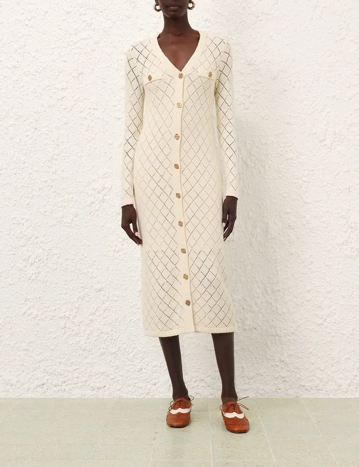 Women Zimmermann Clothing Crush Pointelle Midi Dress Cream