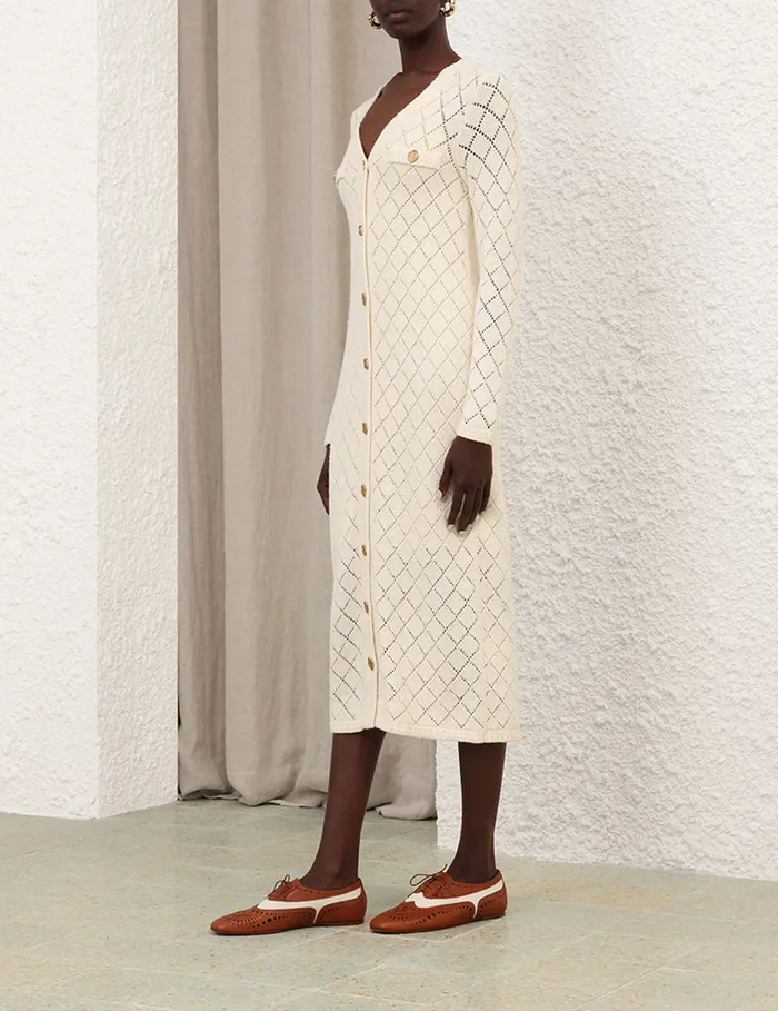 Women Zimmermann Clothing Crush Pointelle Midi Dress Cream