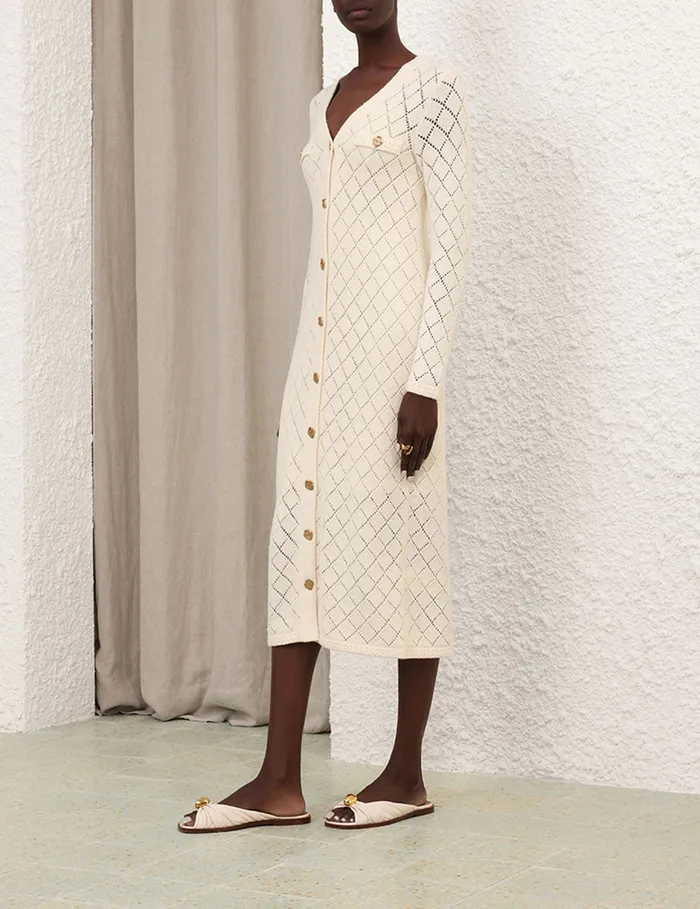 Women Zimmermann Clothing Crush Pointelle Midi Dress Cream