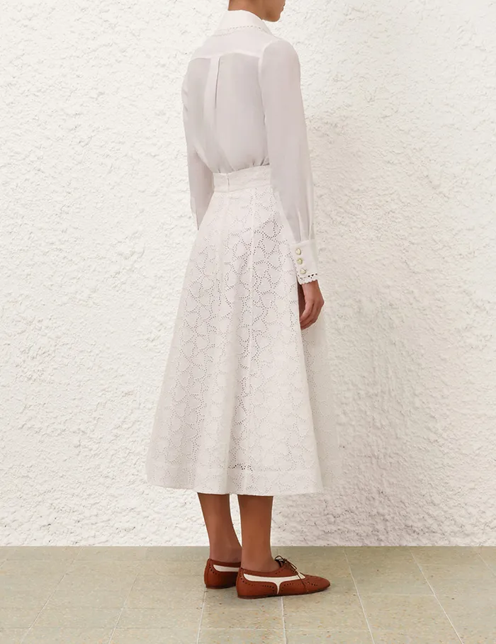 Women Zimmermann Clothing Crush Ramie Embroidered Shirt Ivory