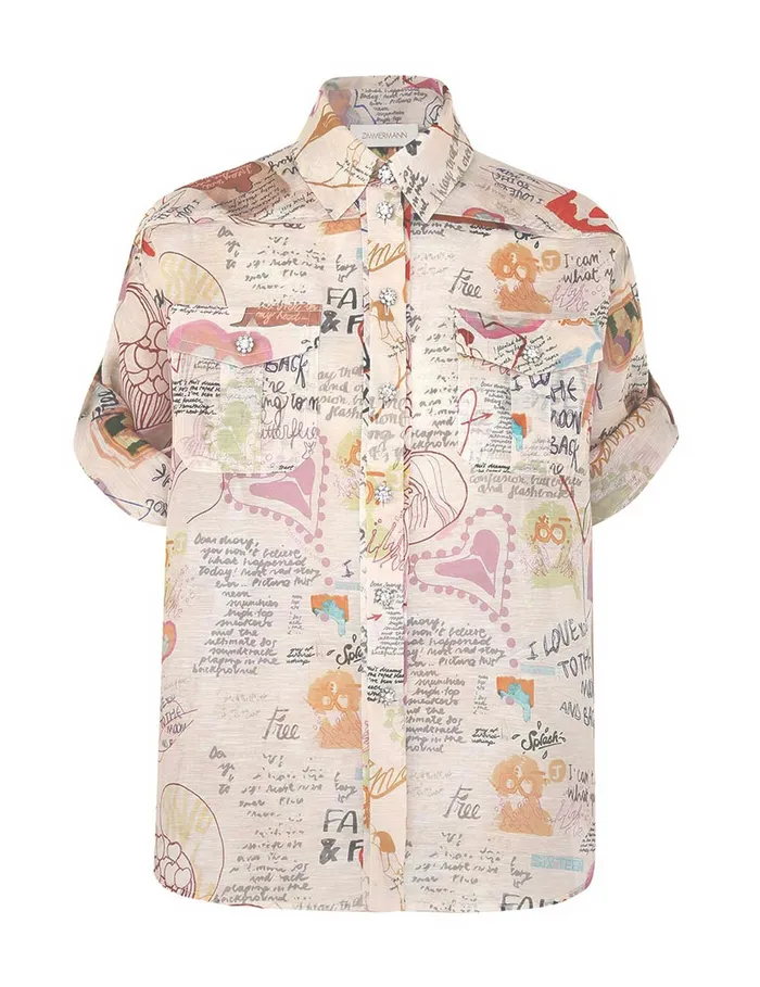 Women Zimmermann Clothing Crush Rolled Sleeve Shirt Dear Diary