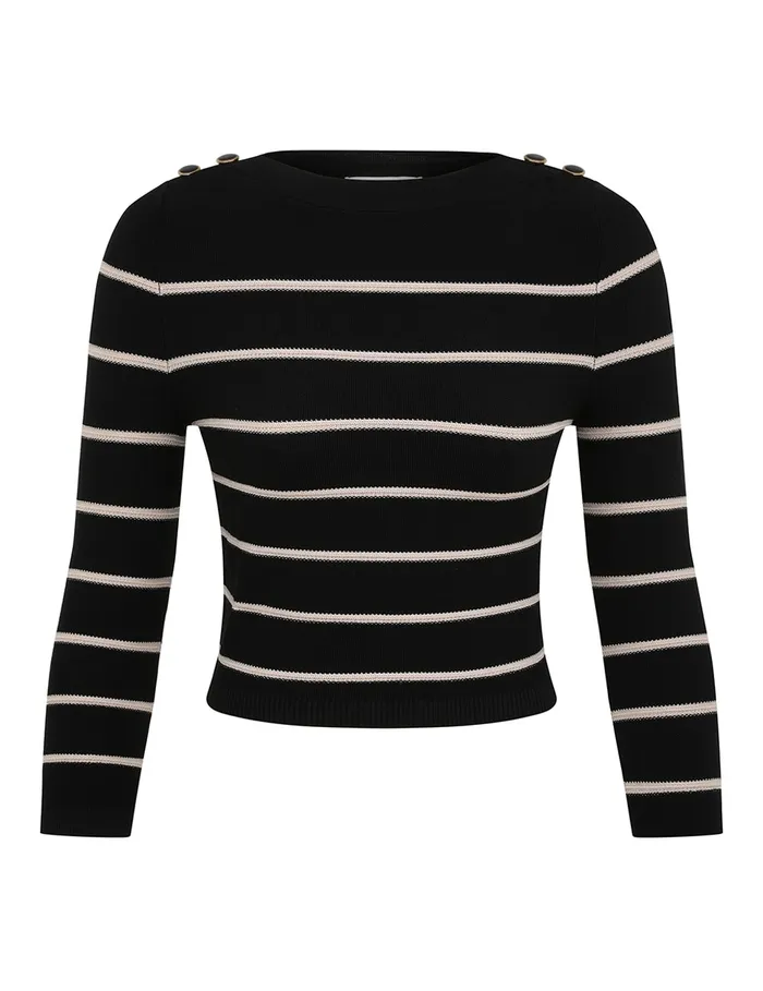 Women Zimmermann Clothing Crush Stripe Cropped Top Blackcream
