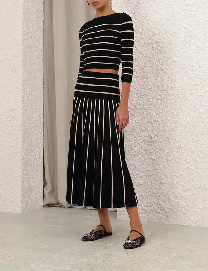 Women Zimmermann Clothing Crush Stripe Cropped Top Blackcream