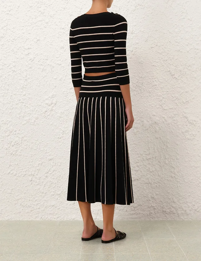 Women Zimmermann Clothing Crush Stripe Cropped Top Blackcream