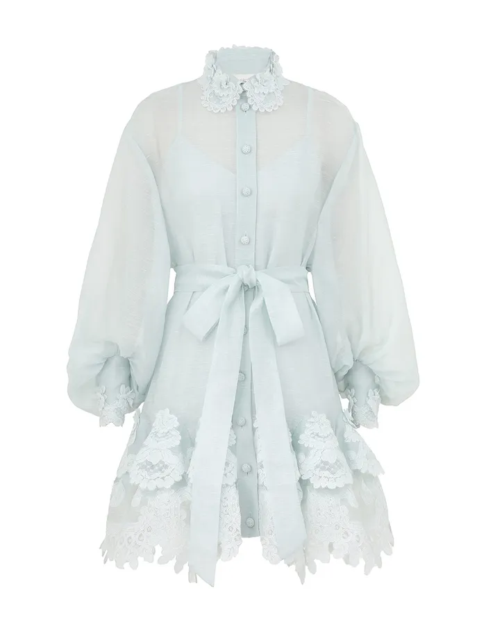 Women Zimmermann Clothing Crush Tiered Lace Shirt Dress Mint