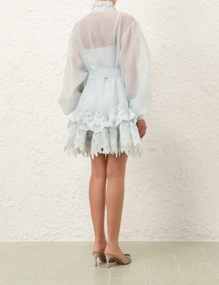 Women Zimmermann Clothing Crush Tiered Lace Shirt Dress Mint