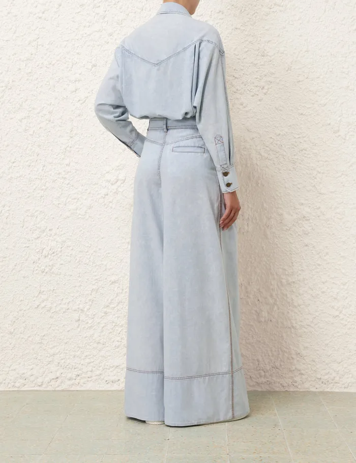 Women Zimmermann Clothing Denim Shirt Blue Smoke