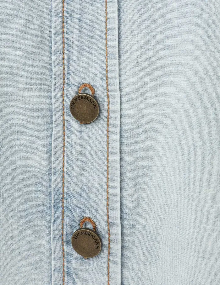 Women Zimmermann Clothing Denim Shirt Blue Smoke