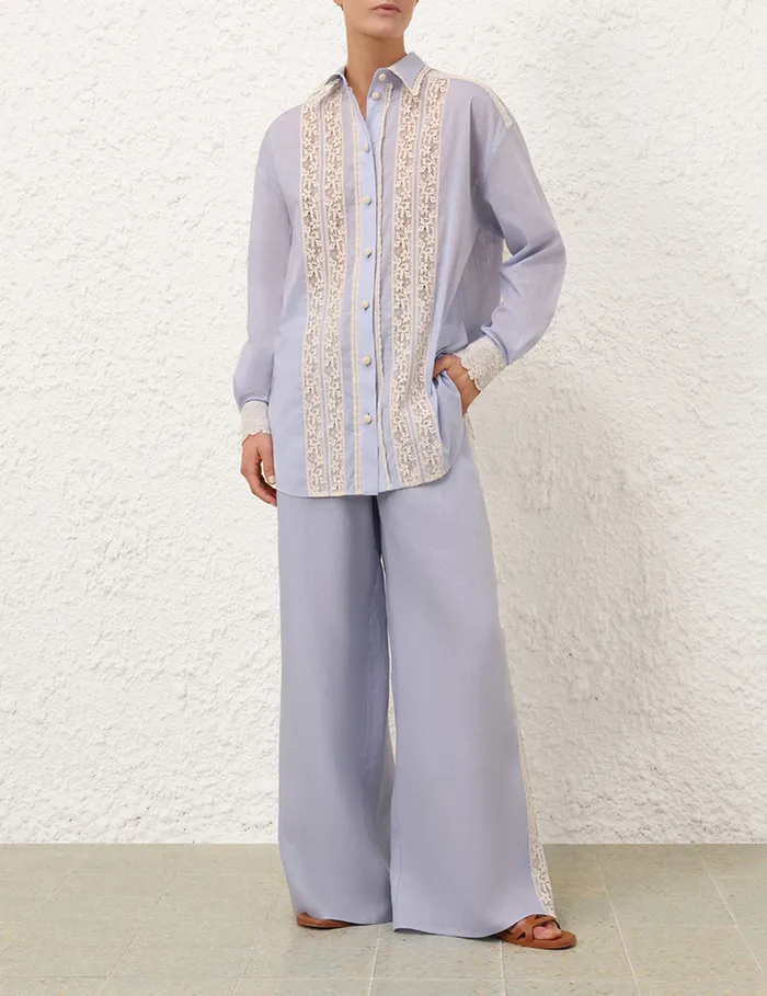 Women Zimmermann Clothing Everley Lace Trim Pant Dusty Blue