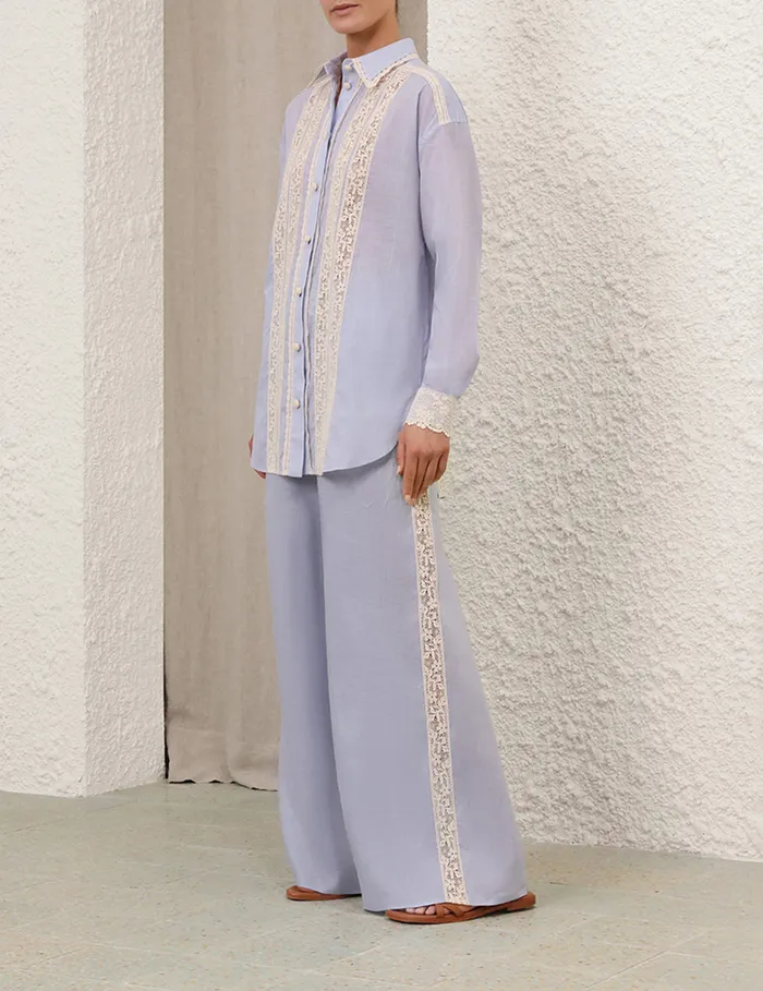 Women Zimmermann Clothing Everley Lace Trim Pant Dusty Blue