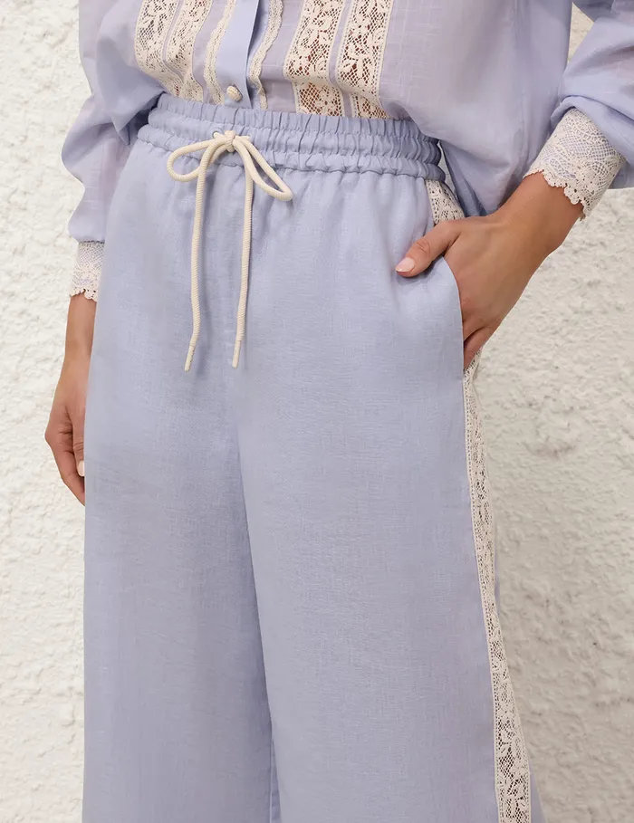 Women Zimmermann Clothing Everley Lace Trim Pant Dusty Blue