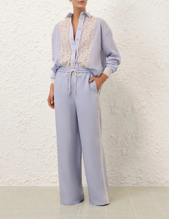 Women Zimmermann Clothing Everley Lace Trim Pant Dusty Blue