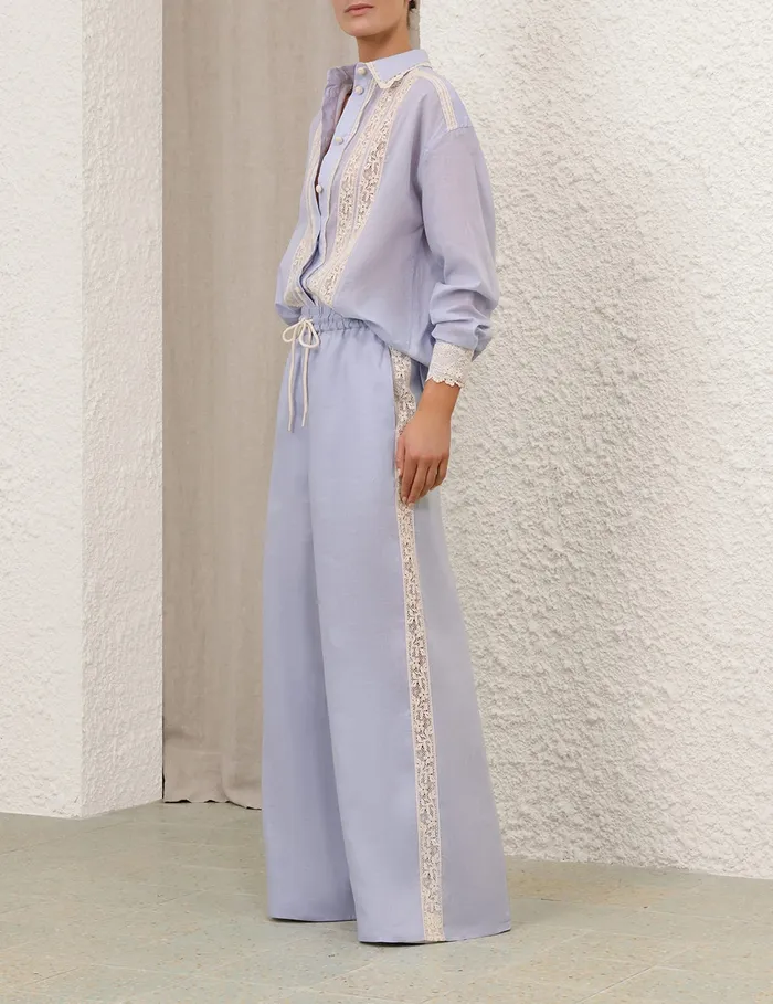 Women Zimmermann Clothing Everley Lace Trim Pant Dusty Blue