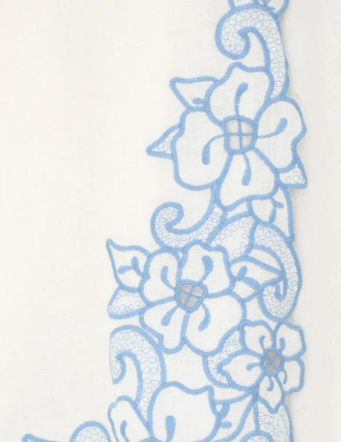 Women Zimmermann Clothing Golden Embroidered Mini Dress Ivoryblue