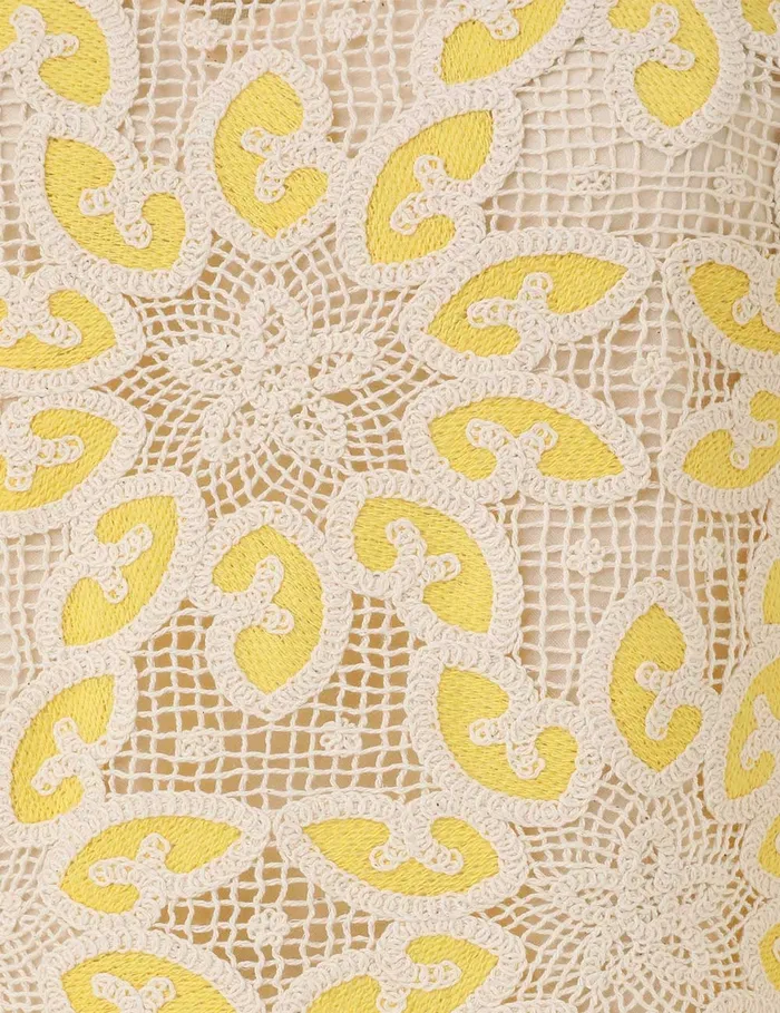 Women Zimmermann Clothing Golden Lace Mini Dress Creamyellow