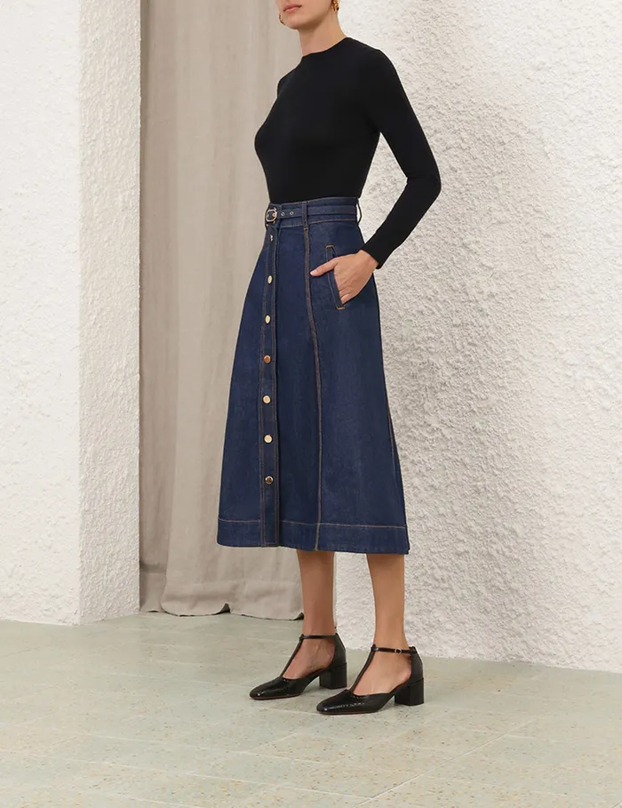 Women Zimmermann Clothing Illustration A Line Skirt Ink
