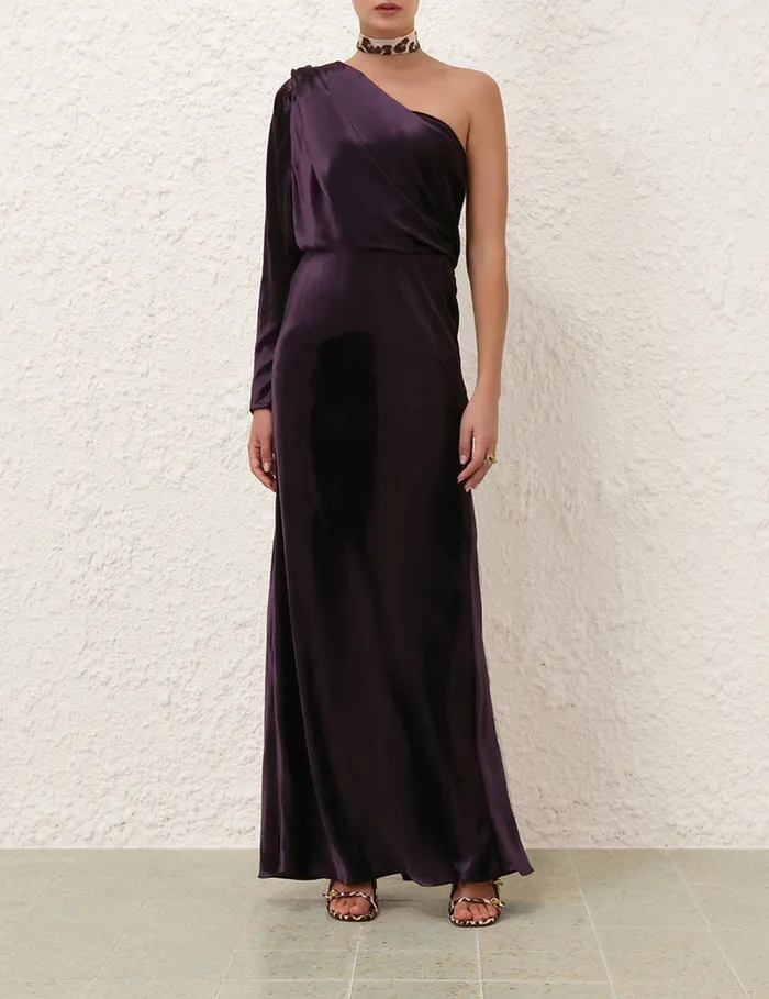 Women Zimmermann Clothing Illustration Asymmetric Gown Aubergine