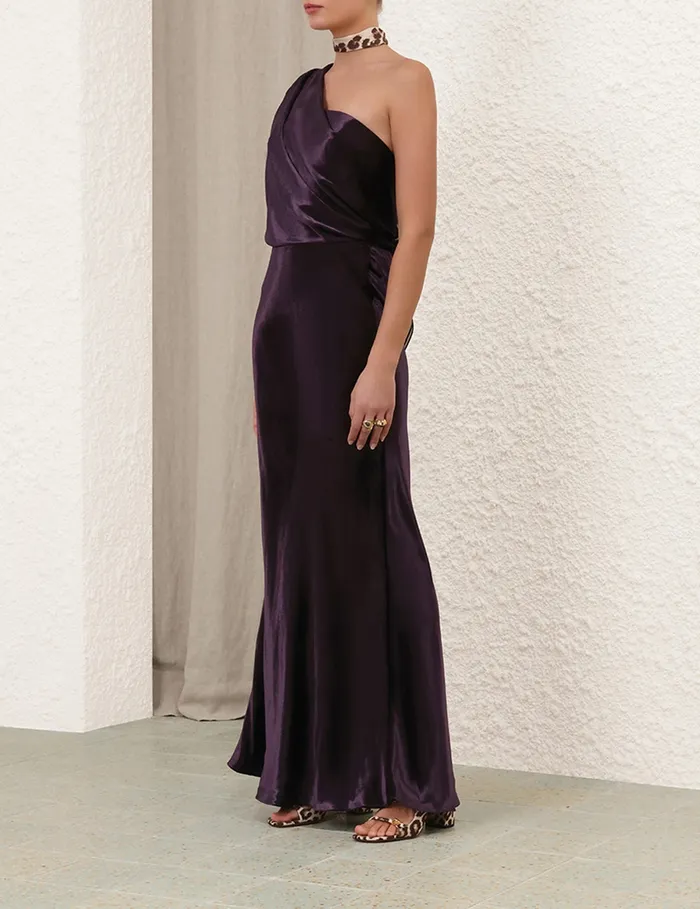 Women Zimmermann Clothing Illustration Asymmetric Gown Aubergine