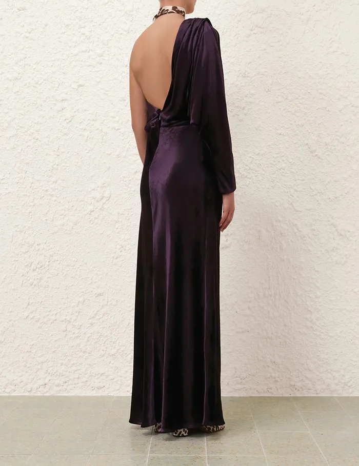 Women Zimmermann Clothing Illustration Asymmetric Gown Aubergine