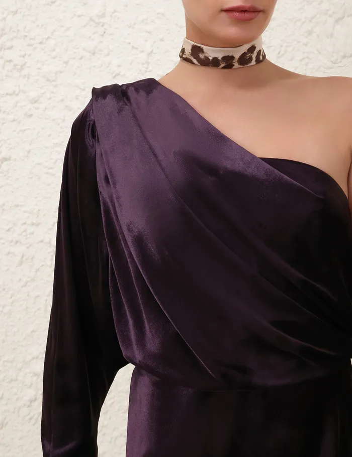 Women Zimmermann Clothing Illustration Asymmetric Gown Aubergine