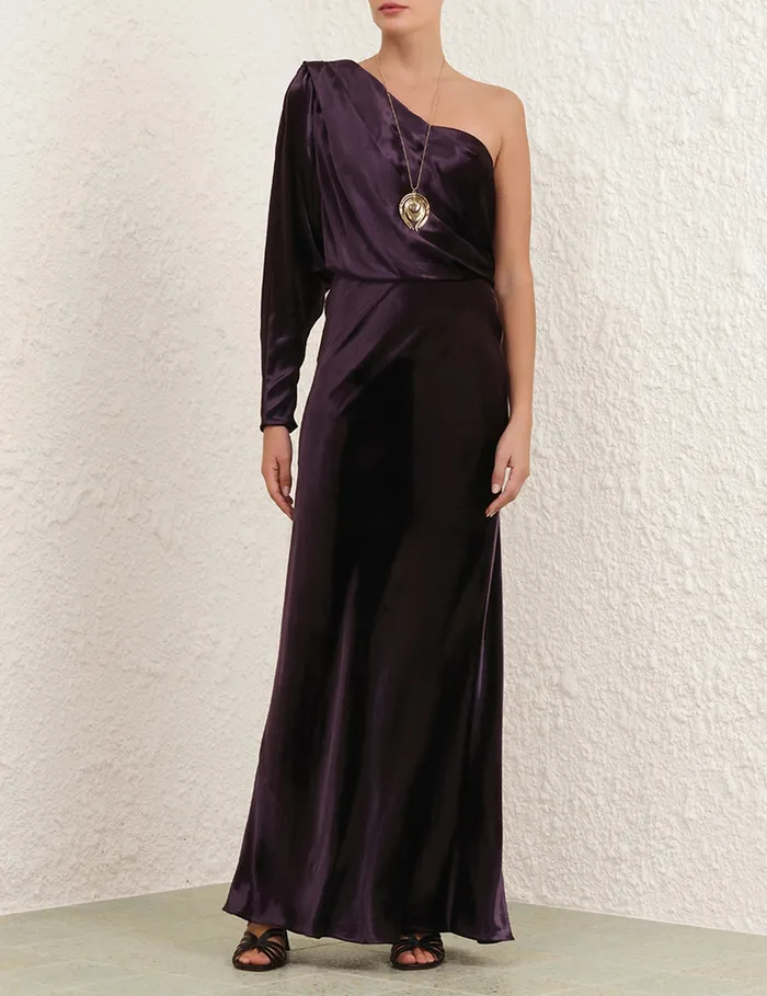 Women Zimmermann Clothing Illustration Asymmetric Gown Aubergine