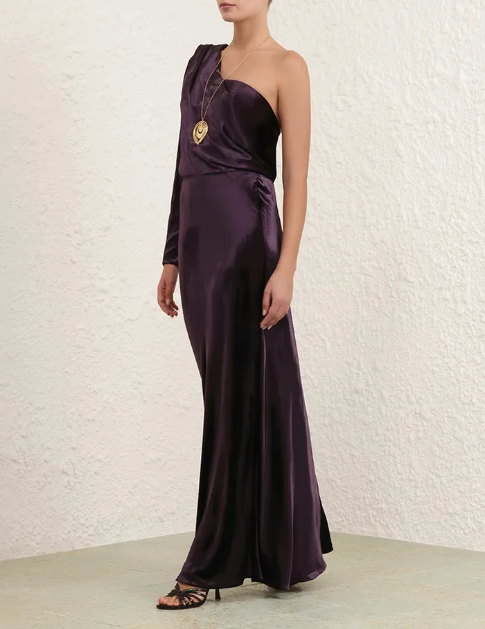 Women Zimmermann Clothing Illustration Asymmetric Gown Aubergine