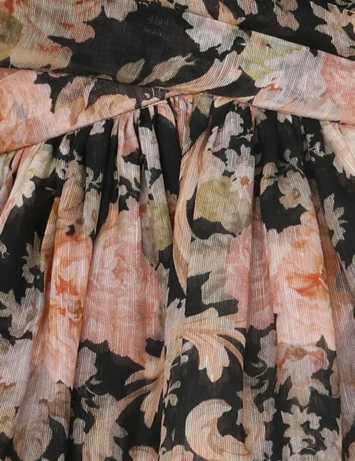 Women Zimmermann Clothing Illustration Draped Mini Dress Tea Rococo Floral