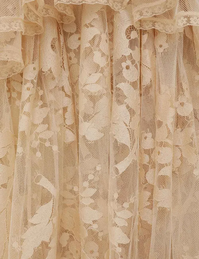 Women Zimmermann Clothing Illustration Lace Mini Dress Cream