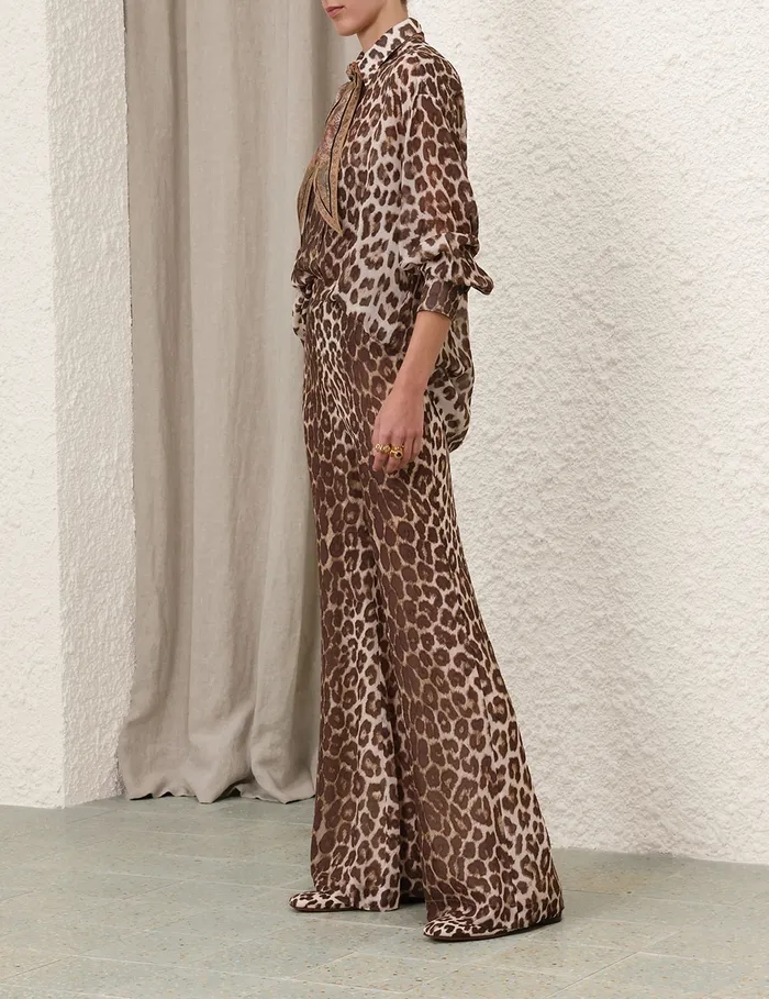 Women Zimmermann Clothing Illustration Leopard Shirt Chocolate Leopard