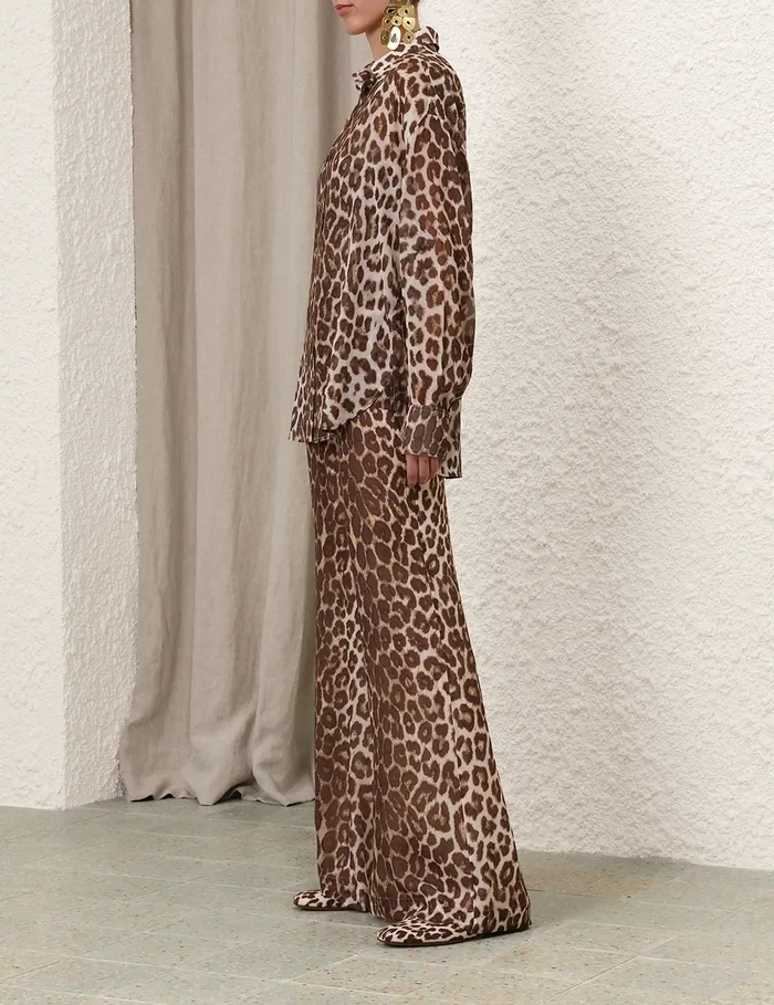 Women Zimmermann Clothing Illustration Leopard Shirt Chocolate Leopard