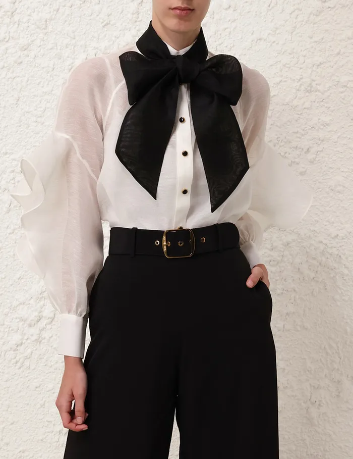 Women Zimmermann Clothing Illustration Waterfall Shirt Ivory