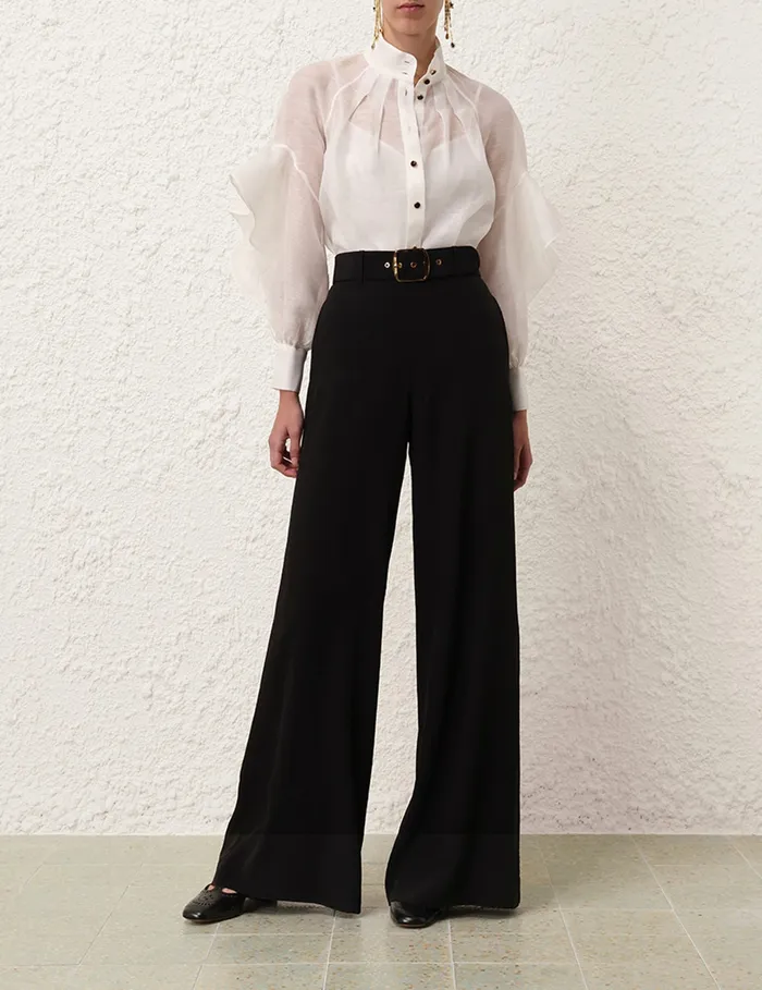 Women Zimmermann Clothing Illustration Waterfall Shirt Ivory