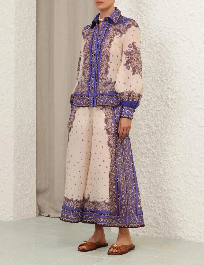 Women Zimmermann Clothing Maxine Blouson Shirt Purple Paisley