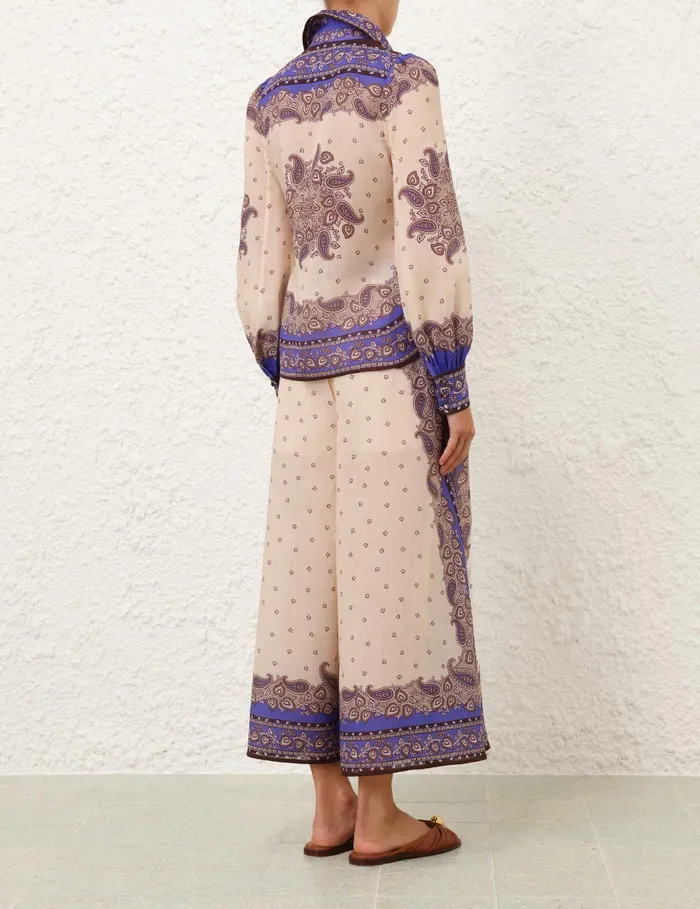 Women Zimmermann Clothing Maxine Blouson Shirt Purple Paisley