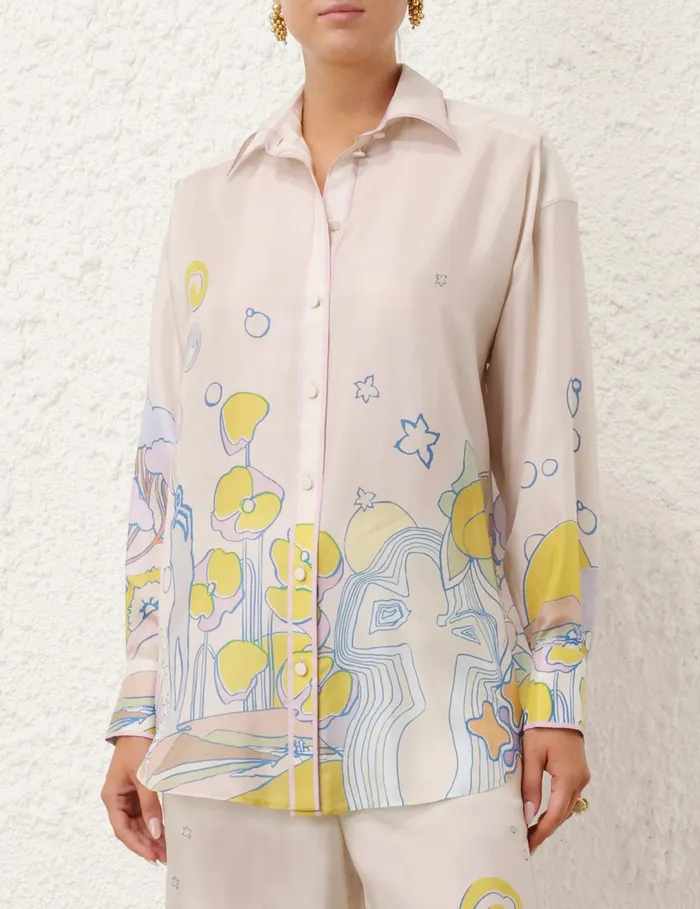 Women Zimmermann Clothing Pop Relaxed Shirt Watercolour Multi