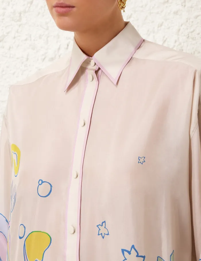 Women Zimmermann Clothing Pop Relaxed Shirt Watercolour Multi