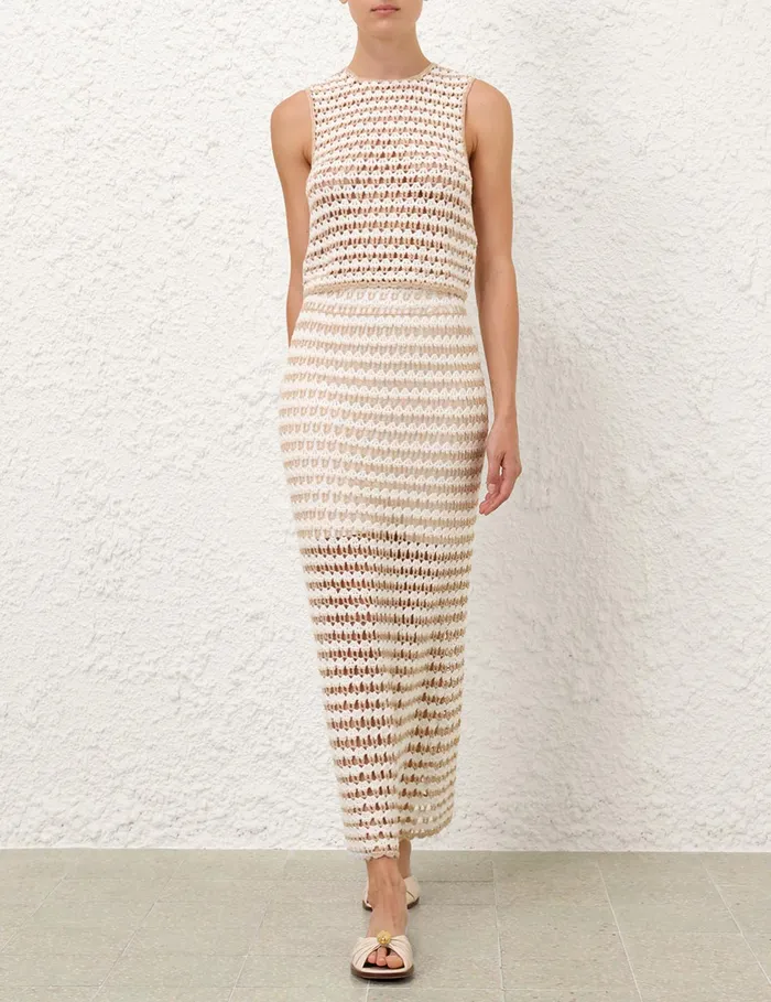 Women Zimmermann Clothing Tallow Crochet Midi Skirt Ivorygold