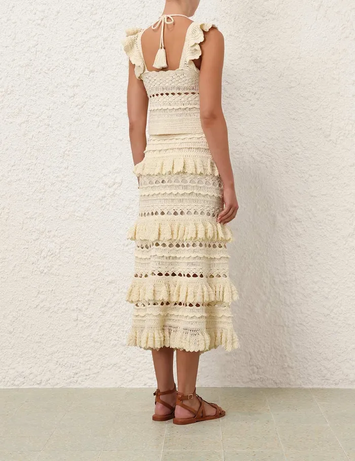 Women Zimmermann Clothing Waverly Crochet Halter Tank Cream